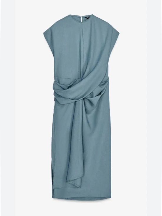 Zara Dresses & Skirts - Zara Slate Blue Draped Maxi Dress